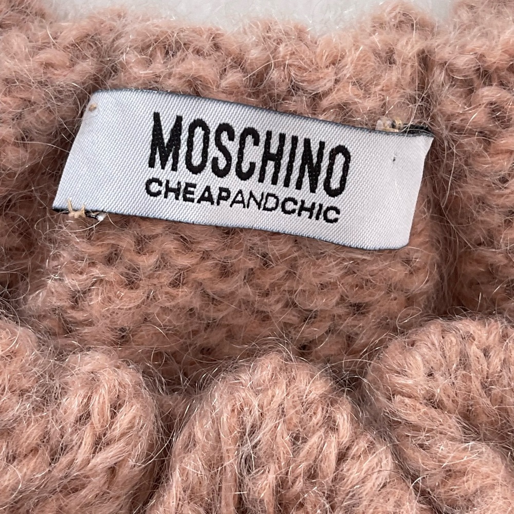 MOSCHINO Cheap & Chic Pink Mohair Blend Patterned Knit Sweater EUC Size 10 US - Picture 6 of 15